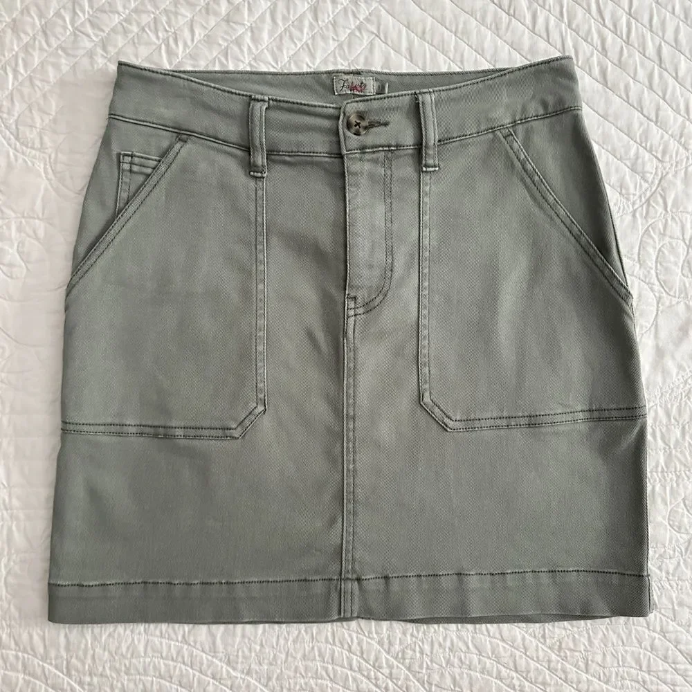 Faherty Women's Utility Mini‎ Skirt Fatigue Green Size Small Organic Cotton